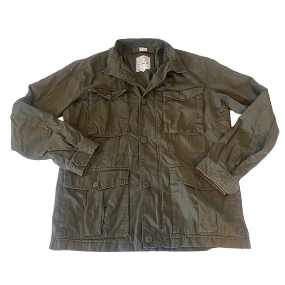 J Crew Vintage Style Broken In Field Military Utility Jacket Pockets Mens Large - Picture 1 of 7
